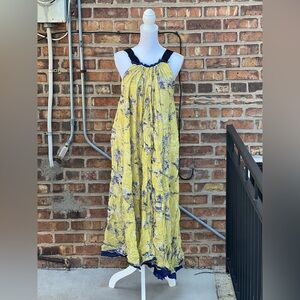 Free People Yellow and Blue Maxi Dress